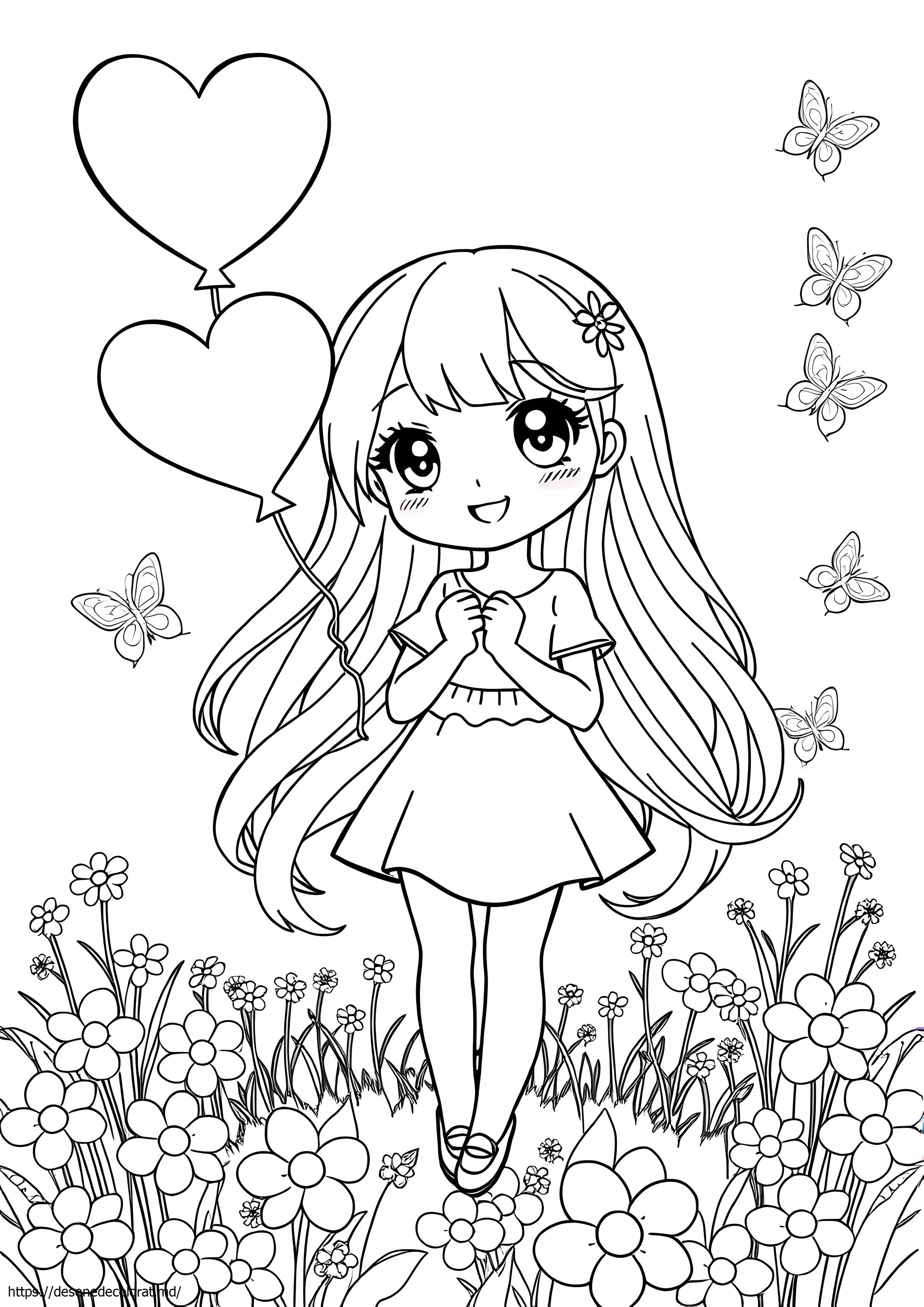 Kawaii drăguț anime păr lung anime girl