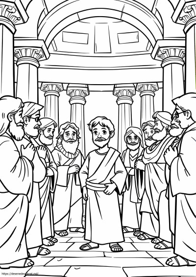 Pagina color Isus în templu de 12 ani