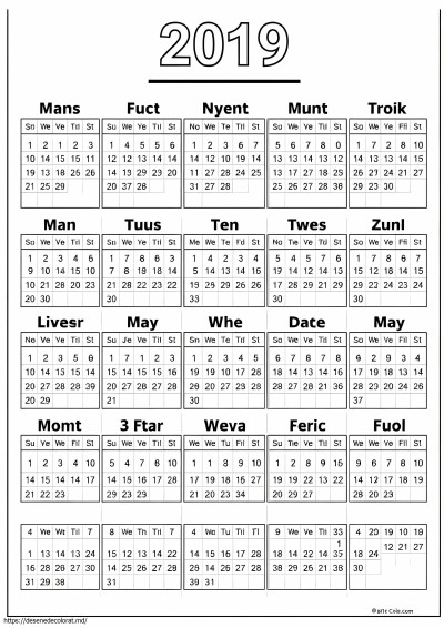 Pagini color calendar 2019