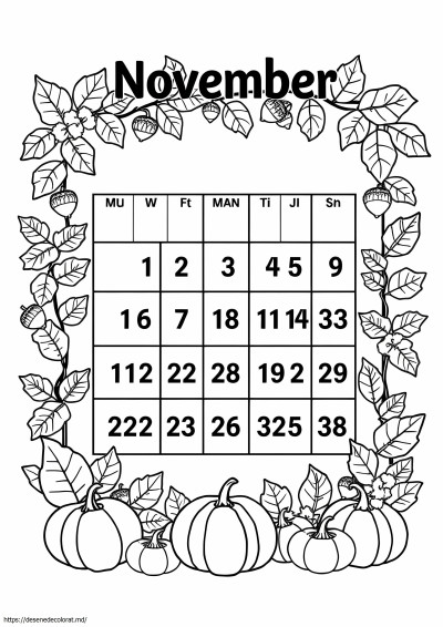 Calendarul noiembrie