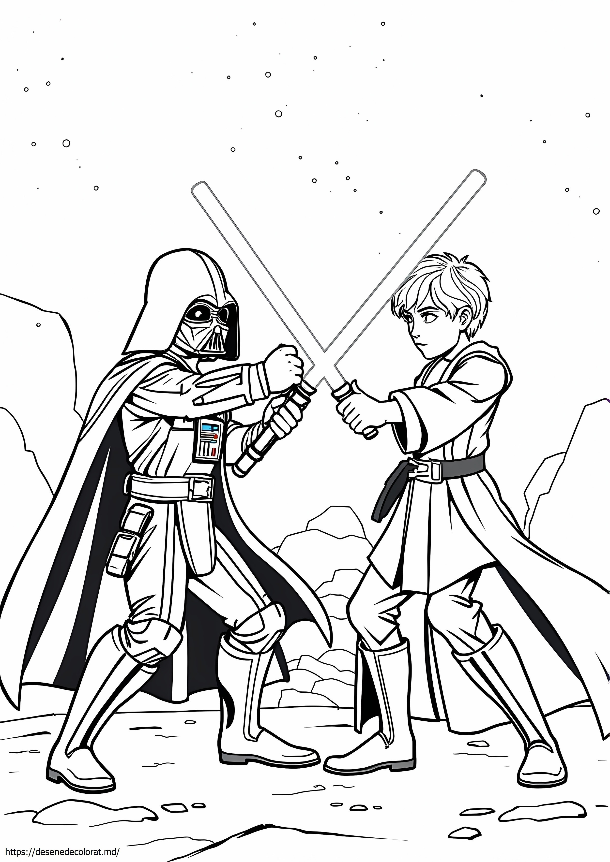 Luke Skywalker se luptă cu Darth Vader