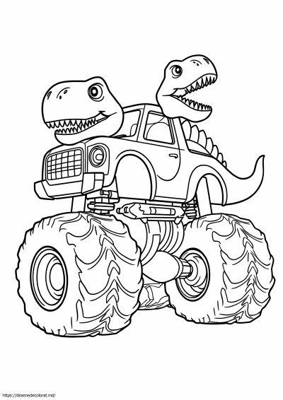 Camion monstru cu dinozauri