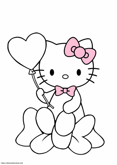 Pagini hello kitty de colorat