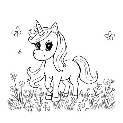Desen de colorat cu unicorn
