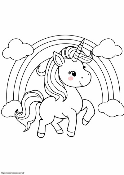 Desen curcubeu drăguț unicorn