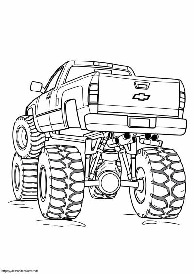 Camion chevy ridicat cu cricul