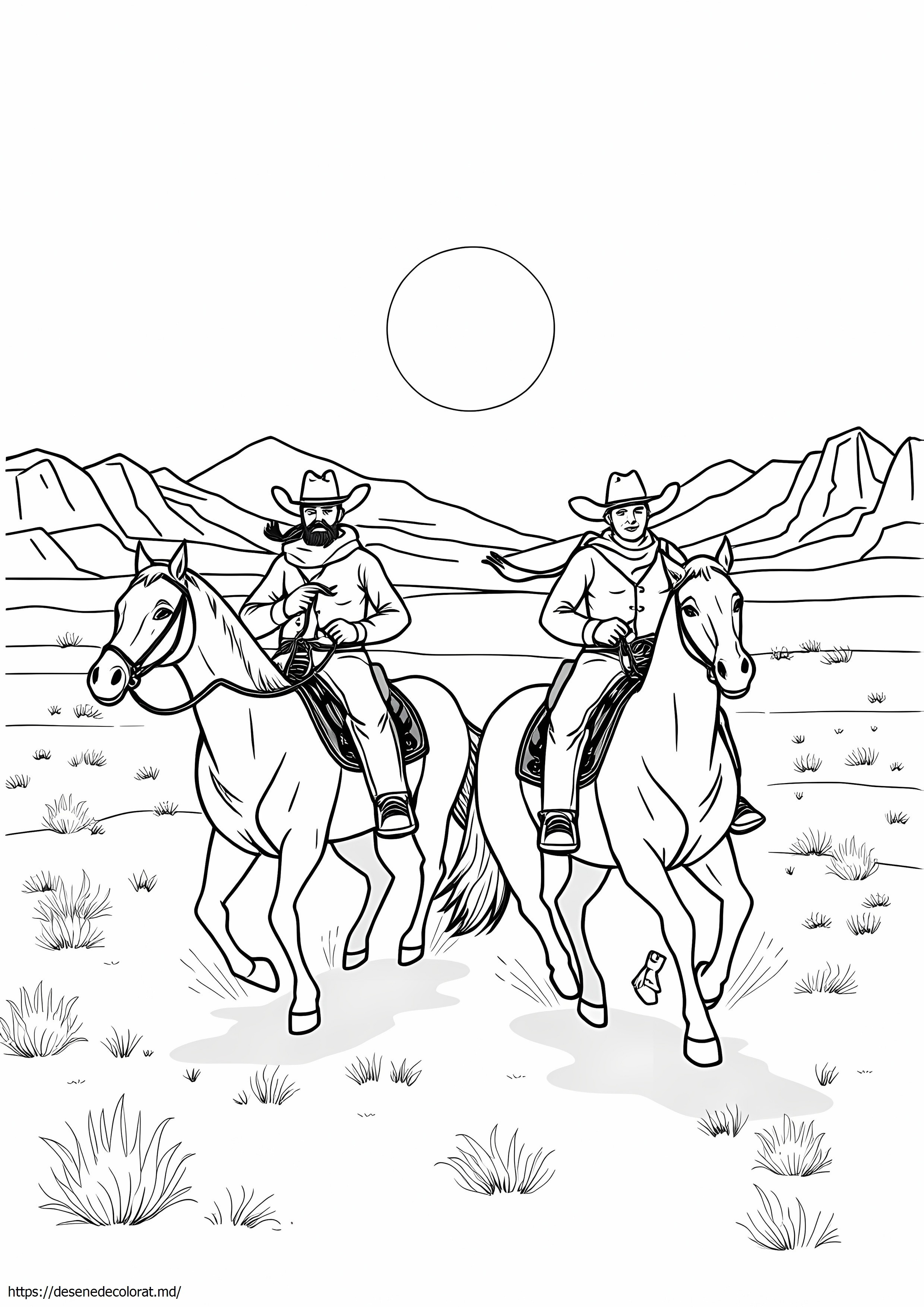 2 cowboy călare pe cai