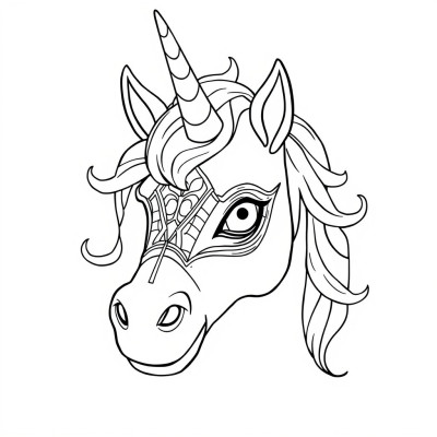 Masca unicorn de colorat