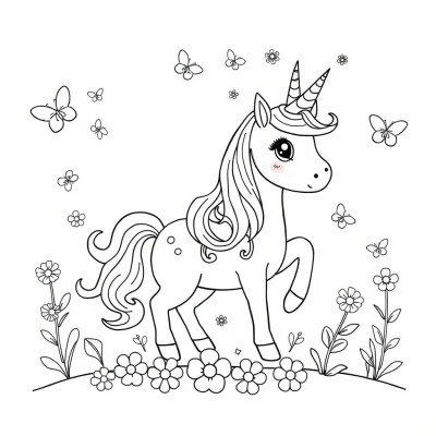 Unicorn de colorat pentru copii