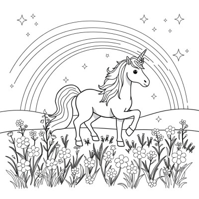 Plansa de colorat unicorn