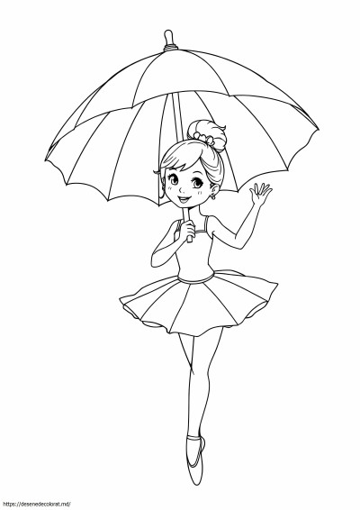 O balerină cu o umbrelă deasupra ei