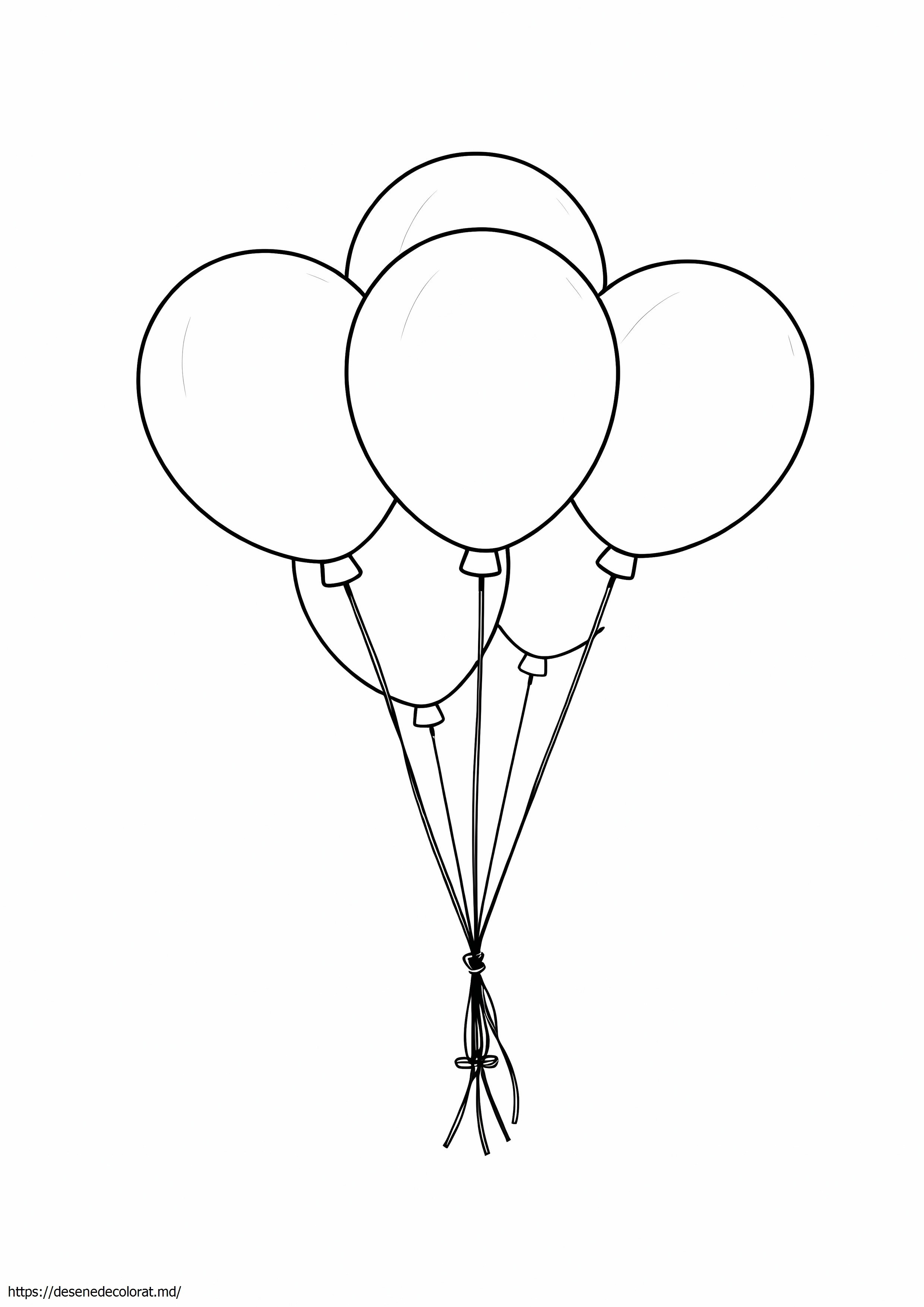 Pagina color buchet cu 4 baloane