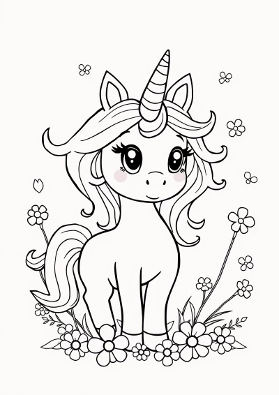 Desen de colorat cu unicorn cute