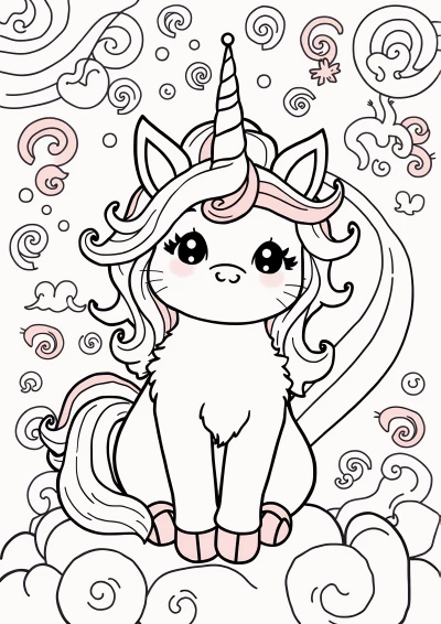 Pisici unicorn de colorat