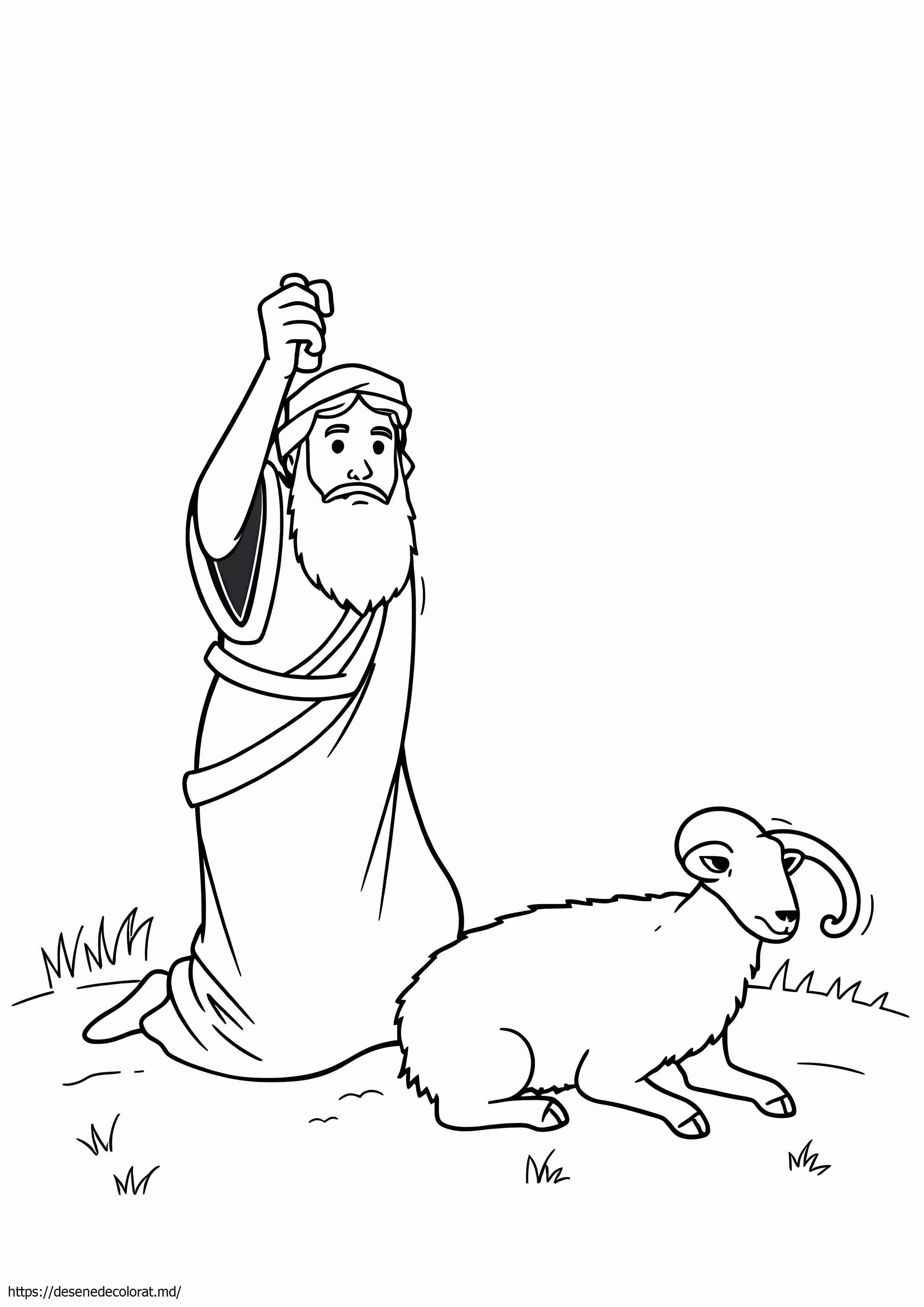 Pagină color Abraham și Issac