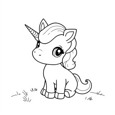 Pisicuta unicorn de colorat