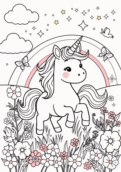 Desen de colorat cu unicorn