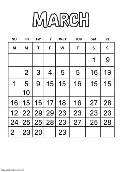 Calendarul martie 2019
