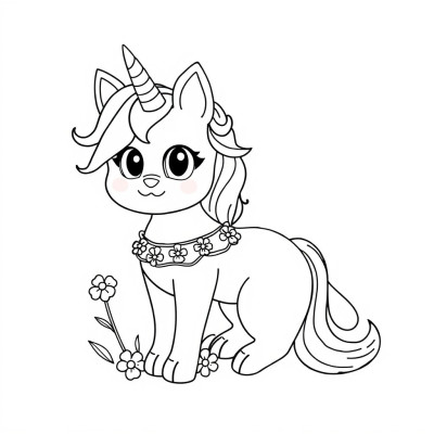 Curcubeu pisica unicorn de colorat