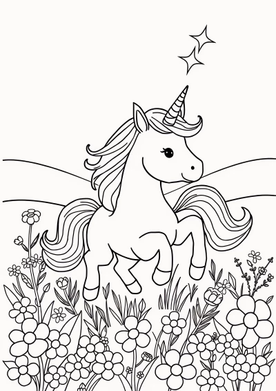 Plansa de colorat cu unicorn