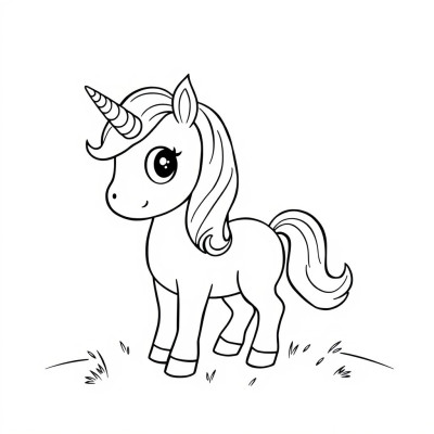 Unicorn de colorat simplu