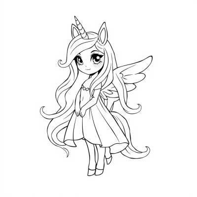 Fata unicorn de colorat