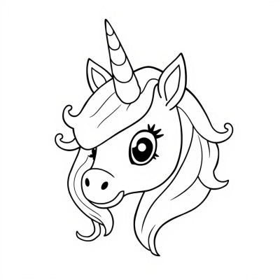 Desenaza cap de unicorn de colorat
