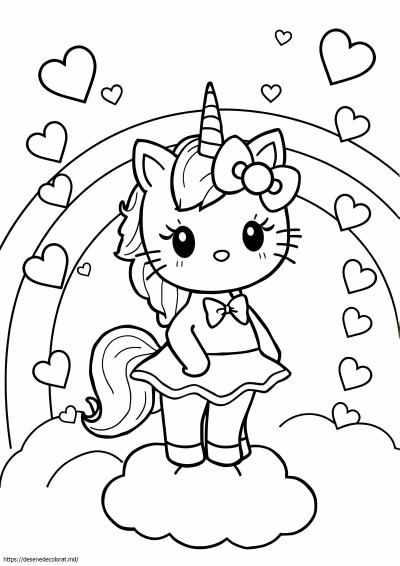 Drăguț unicorn hello kitty